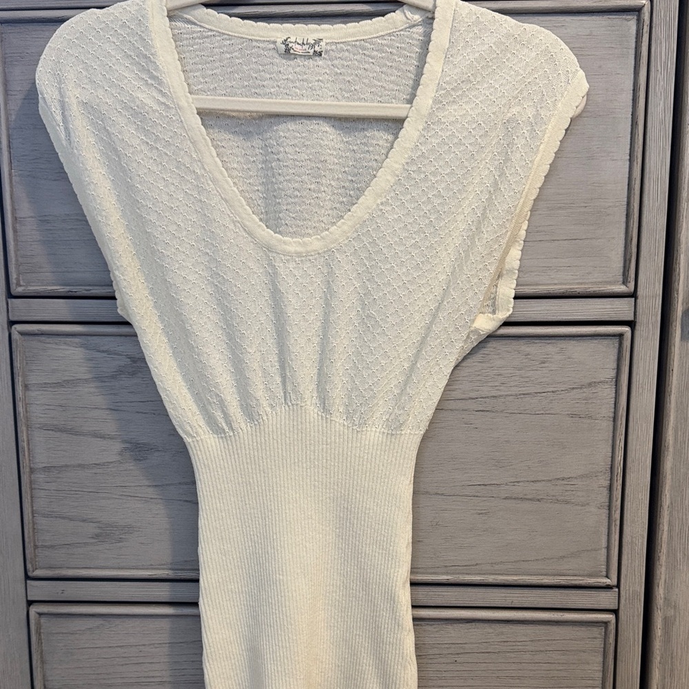 Intimately free, by free people Cream Textured Knit Scoop Neck Top